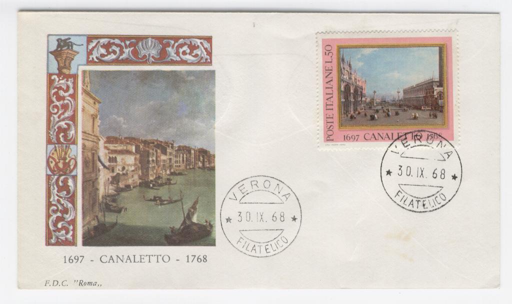 19967 - Italia - busta fdc con serie completa: bicentenario della morte del Canaletto