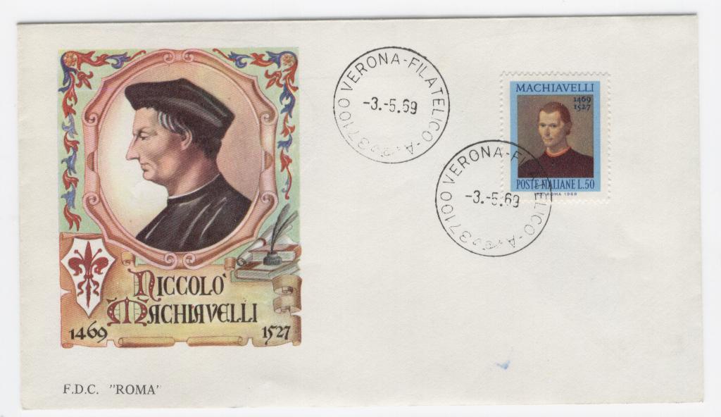 20062 - Italia - busta  fdc con serie completa: 5 centenario della nascita di Niccol Machiavelli