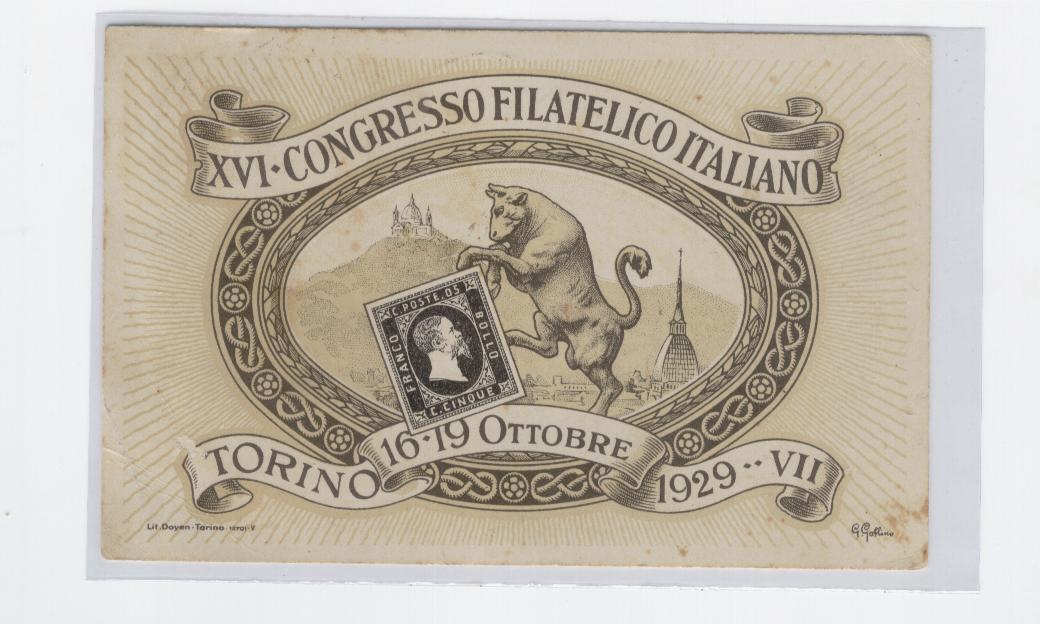 20071 - Cartolina comm.iva del XVI congresso Filatelico Italiano 1929 con annullo speciale viaggiata