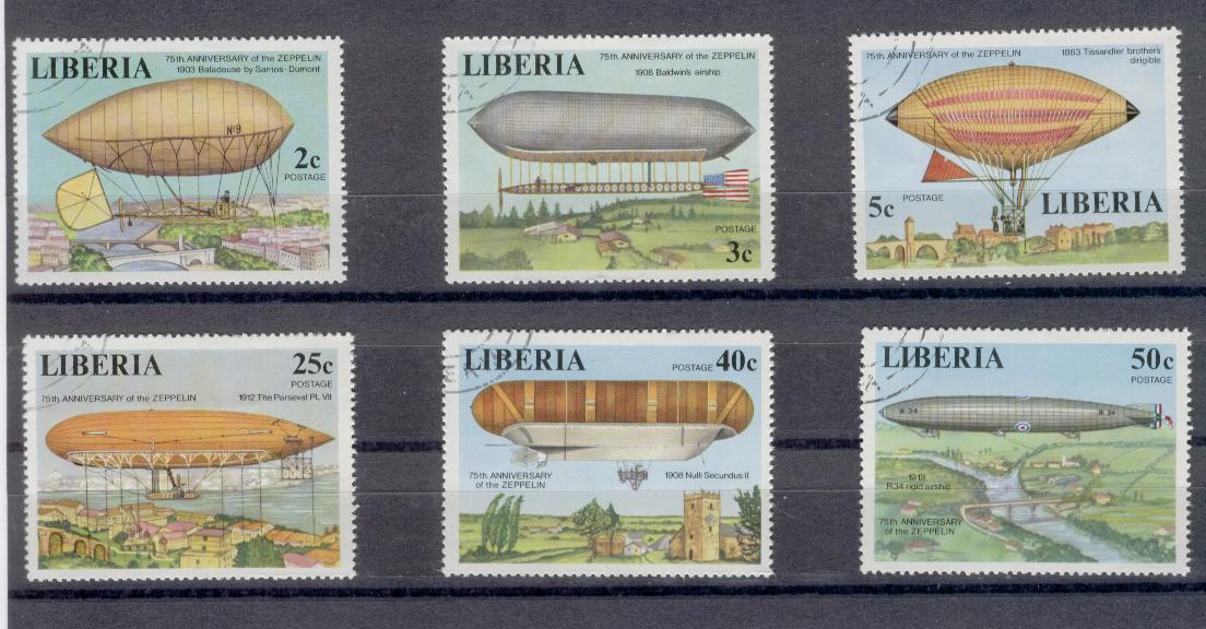 20138 - Liberia - serie completa usta: 75 anniversario dello Zeppelin