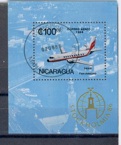 20144 - Nicaragua - foglietto usato: SAAB Fairchild 340