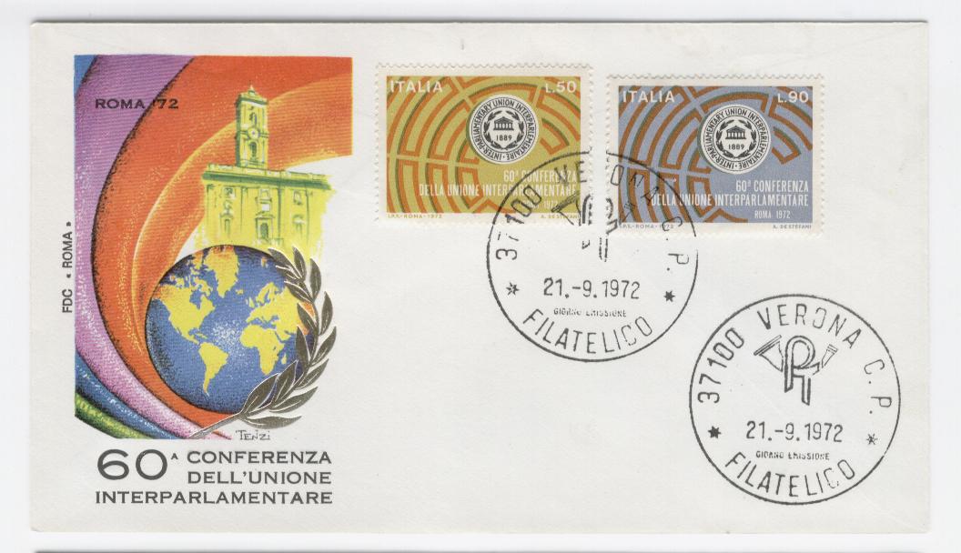 20229 - Italia - busta fdc con serie completa: 60 Conferenza dell Unione Interparlamentare