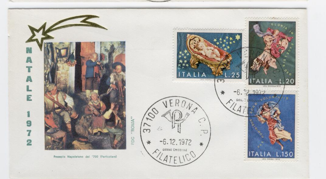 20234 - Italiia - busta fdc con serie completa: Natale 1972