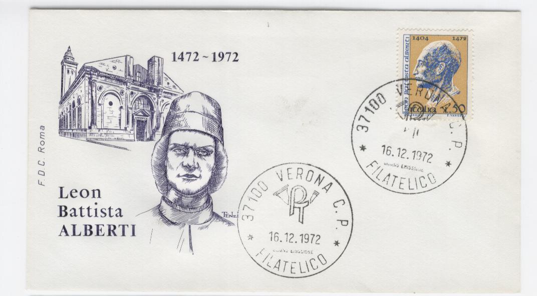 20252 - Italia - busta fdc con serie completa: 5 centenario della morte di Leon Battista Alberti