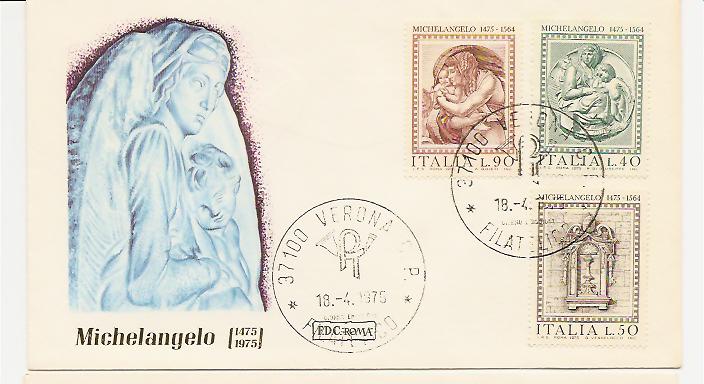 20545 - Italia - busta fdc con serie completa: 5 centenario della nascita di Michelangelo Buonarroti