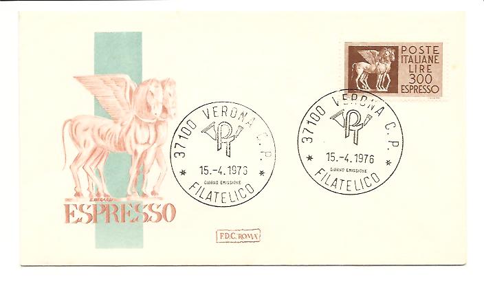 20641 - Italia - busta fdc con serie completa: Espresso  - Cavalli alati - Valore da 300