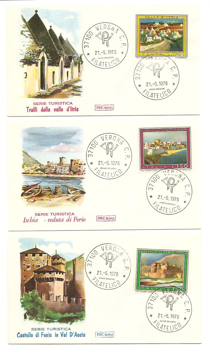 20642 - Italia - 3 buste fdc con serie completa: Serie turistica. III serie