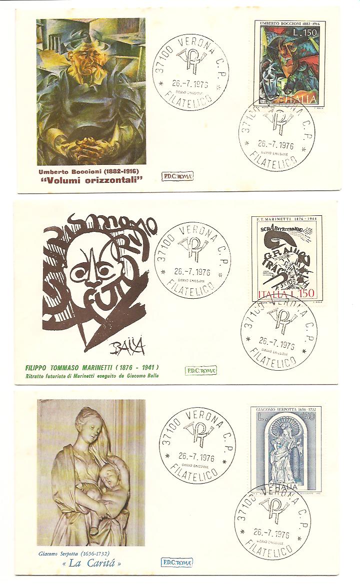 20645 - Italia - 3 buste fdc con serie completa: Arte Italiana. III Serie