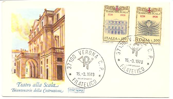 20881 - Italia - busta fdc con serie completa: Bicentenario della costruzione del Teatro alla Scala