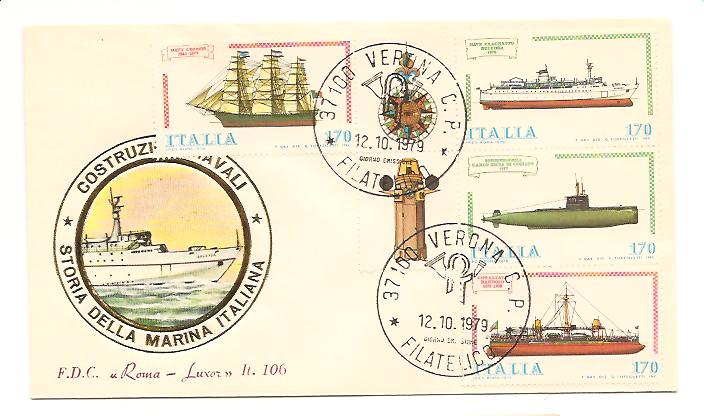 20924 - Italia - busta fdc con serie completa: Costruzioni navali italiane. III serie
