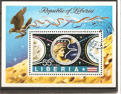 20932 - Liberia - foglietto usato: Missione Apollo XVII