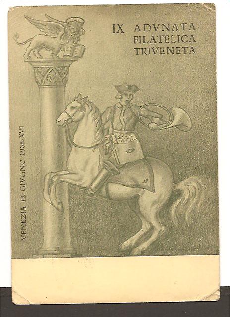 21141 - Cartolina commemorativa della IX Adunata Filatelica Triveneta - con annullo speciale 1938