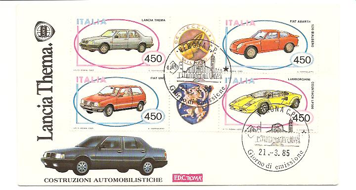 21417 - Italia - busta fdc con serie completa in blocco: Costruzioni automobilistiche italiane. II serie