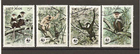 21541 - Vietnam - serie completa usata: Scimmie protette dal WWF