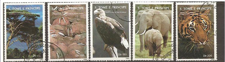 21669 - Sao Tome - serie completa usata: Protezione della natura. Animali selvatici