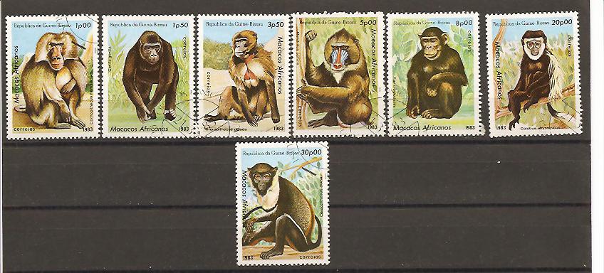 21791 - Guinea Bissau - serie completa usata: Scimmie