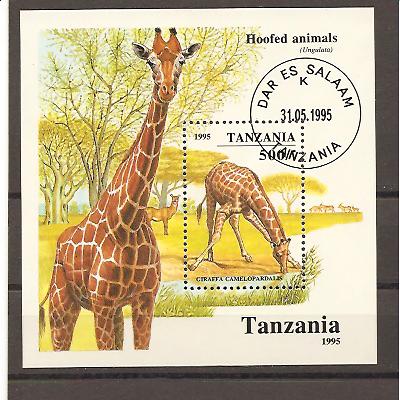 21808 - Tanzania - foglietto usato: Giraffe