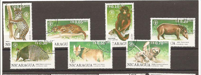 21926 - Nicaragua - serie completa usata: Animali selvatici locali