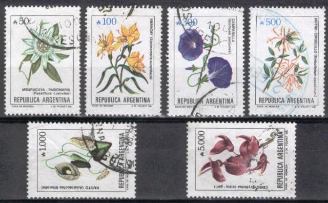22403 - Argentina Fiori - 6 francobolli usati