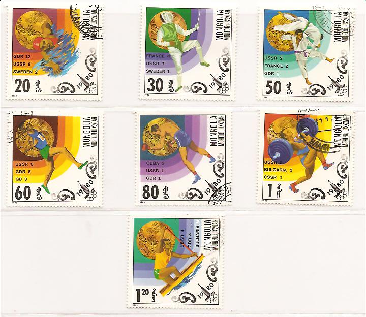 22476 - Mongolia - serie completa usata: OIimpiadi di Mosca 1980