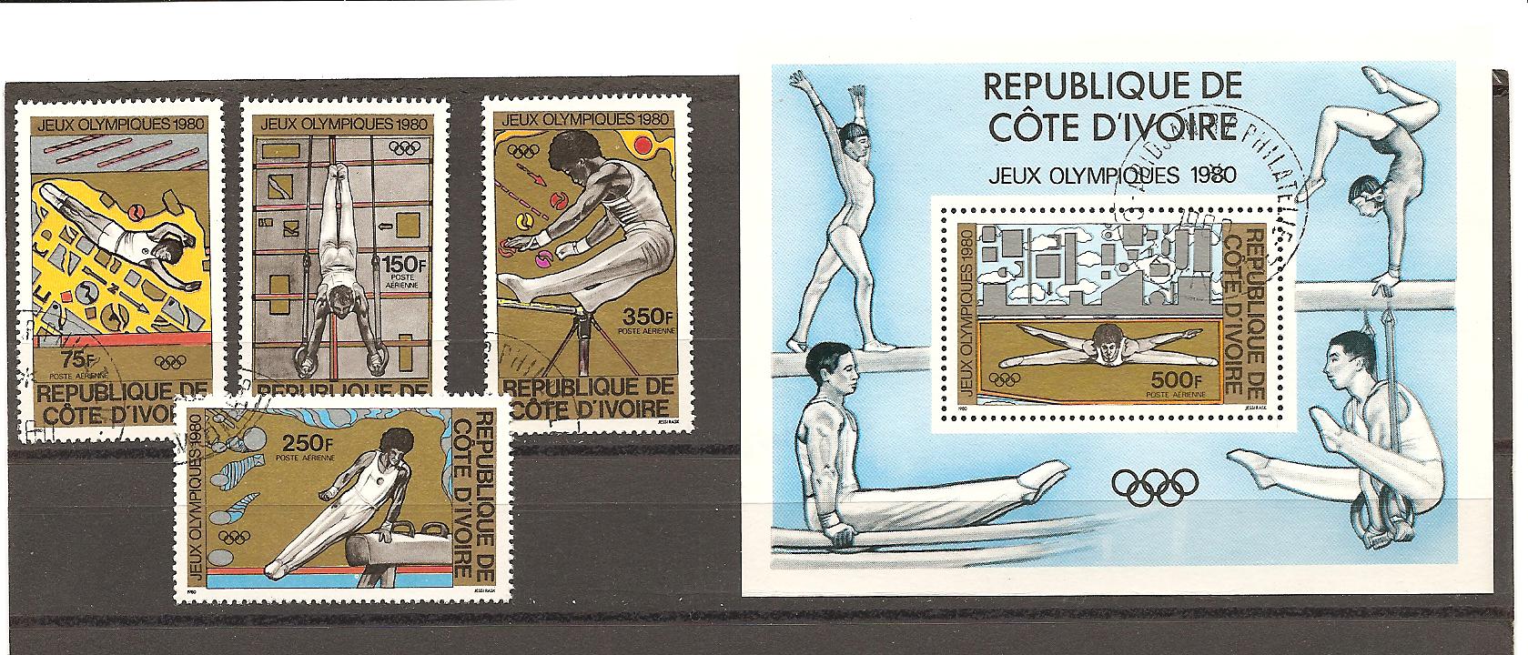 22536 - Costa d Avorio - serie completa usata + foglietto: Olimpiadi di Mosca 1980