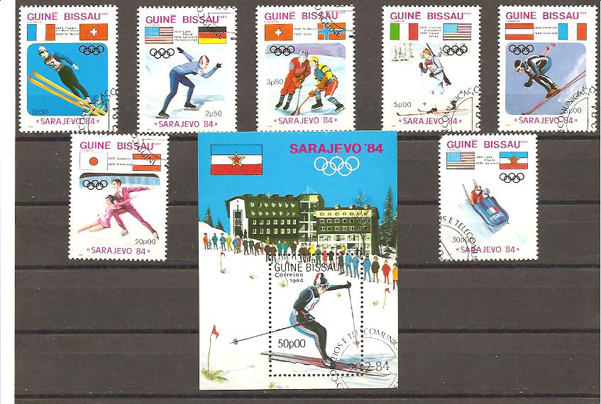 22750 - Guinea Bissau - serie completa usata + foglietto: Olimpiadi invernali di Sarajevo 1984