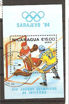 22752 - Nicaragua - foglietto usato: Olimpiadi invernali di Sarajevo 1984