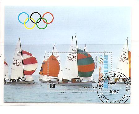 22796 - Costa d Avorio - foglietto usato: Olimpiadi di Seul 1988