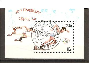 22799 - Laos - foglietto usato: Olimpiadi di Seul 1988