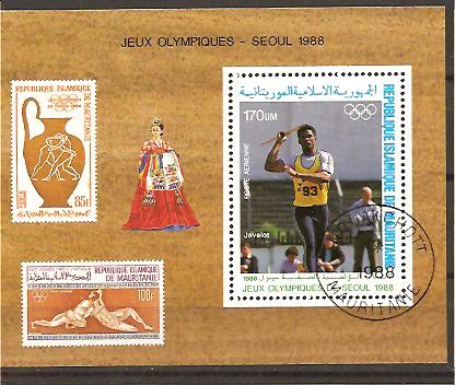 22800 - Mauritania - foglietto usato: Olimpiadi di Seul 1988