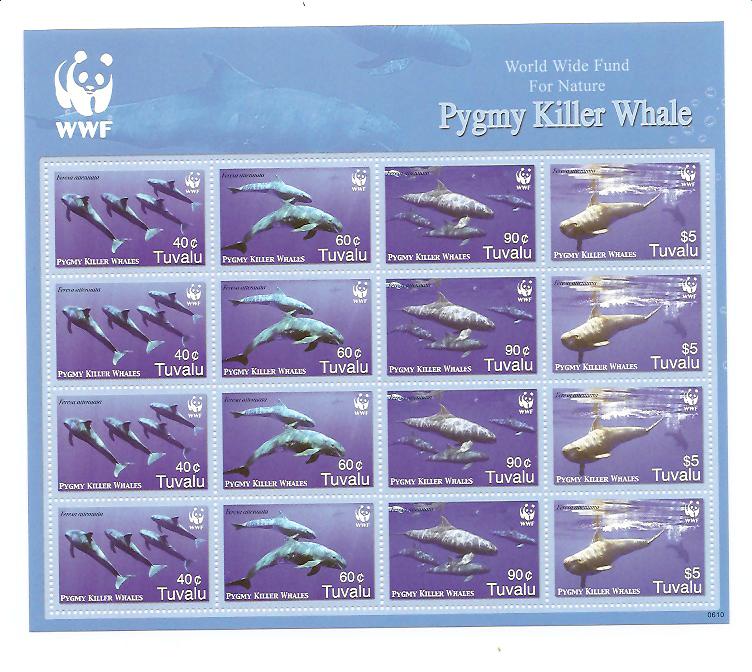 23818 - Tuvalu - foglietto nuovo: Balene WWF