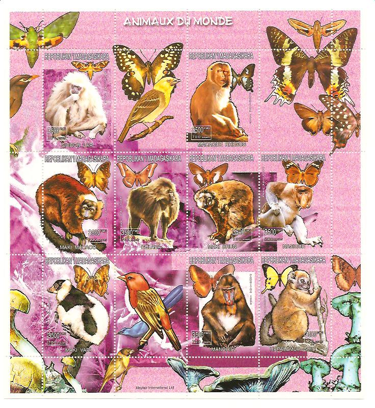 23821 - Madagascar - foglietto nuovo: Animali del mondo