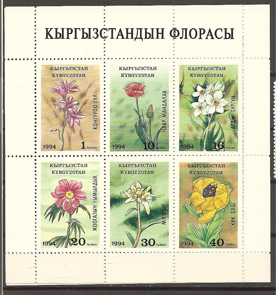 24194 - Kirghizistan - serie completa nuova in minifoglio: Fiori