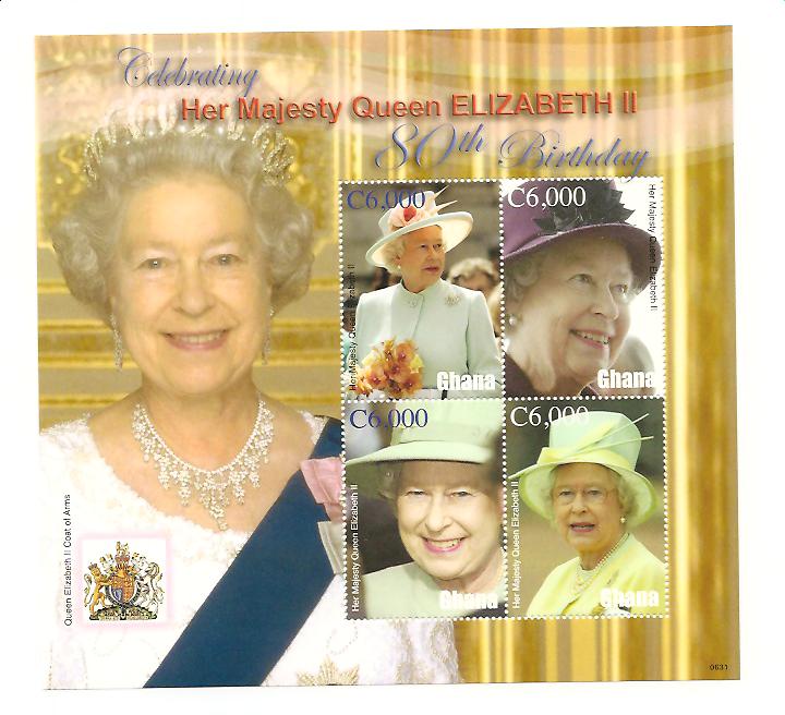 24500 - Ghana - foglietto nuovo: 80 compleanno della Regina Elisabetta II