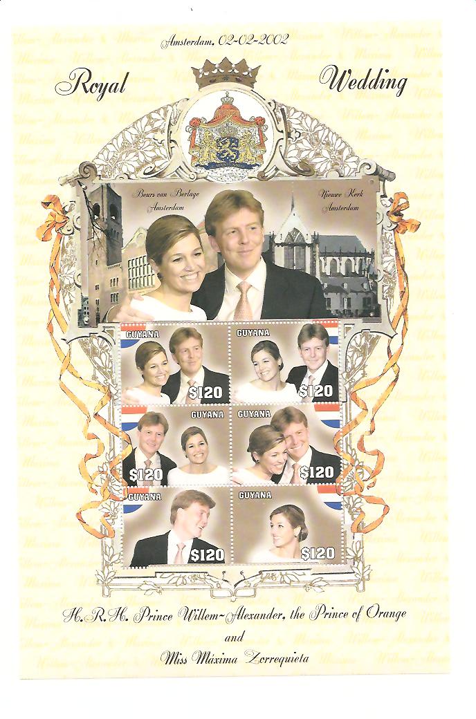 24503 - Guyana - foglietto nuovo: Matrimonio del Principe d Olanda