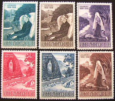 24906 - 1958 - Apparizione di Lourdes. 6 val. Unif. n.233/238 **