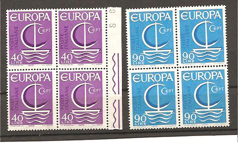 25017 - Italia - serie completa nuova in quartina: Europa CEPT 1966