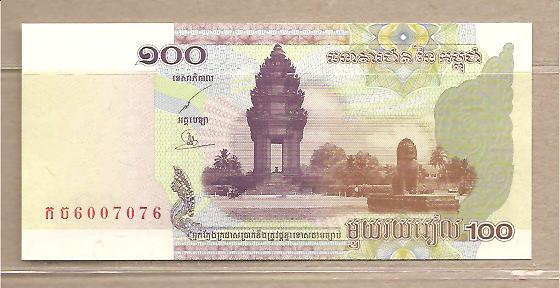 25336 - Cambogia - banconota non circolata da 100 Riel - 2001 -