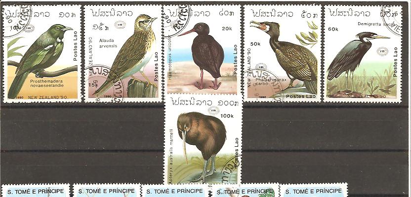 25405 - Laos - serie completa usata: Uccelli dell Oceania