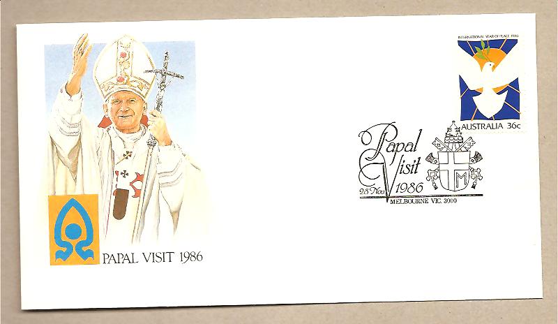 25462 - Australia - busta commemorativa con annullo speciale della visita di S.S. Giovanni Paolo II - 1986 -