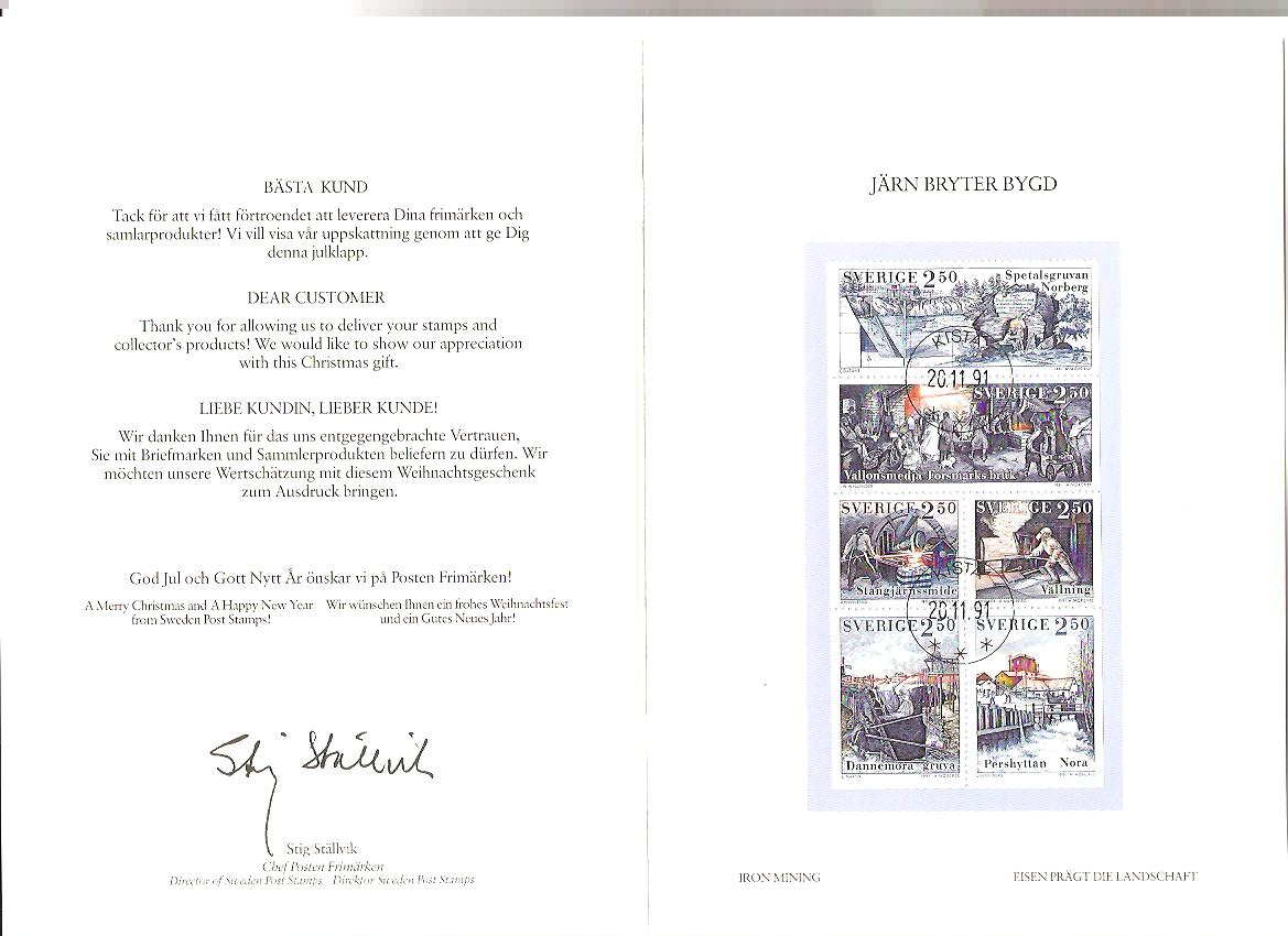 25473 - Svezia - Natale 1991 - Miniera di Granbergsdal -  emesso in libretto fdc