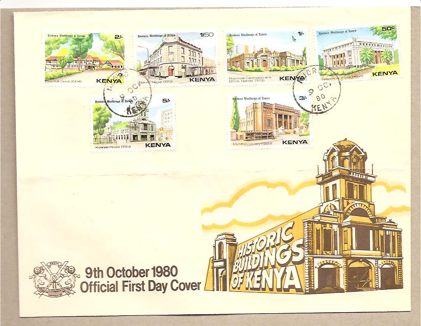 25542 - Kenya - busta fdc con serie completa: Storici edifici del Kenya - 1980 -