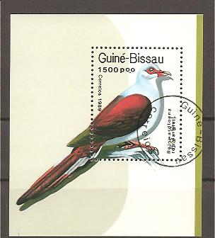 25561 - Guinea Bissau - foglietto usato: Uccelli