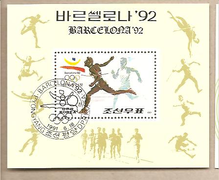 25649 - Corea del Nord - foglietto FDC: Olimpiadi di Barcellona 1992 - Atletica
