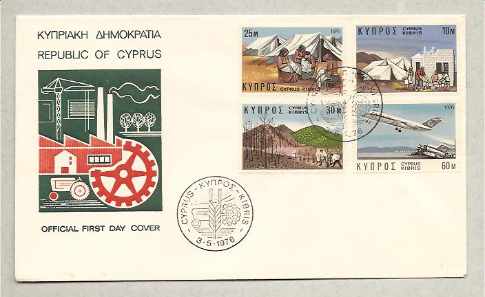 26168 - Cipro - busta fdc con serie completa: Ripresa dell Economia - 1976 -