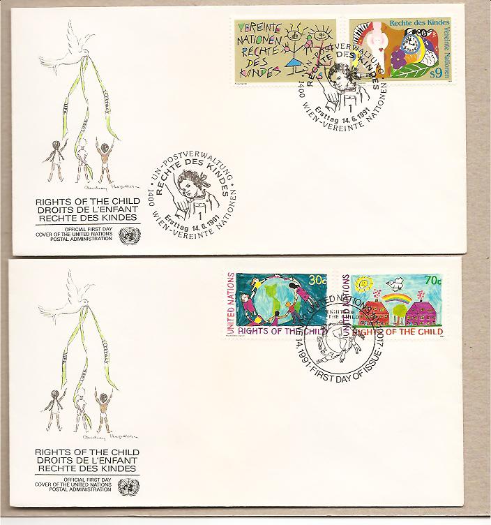 26453 - ONU Ginevra - 2 buste FDC diritti dell infanzia