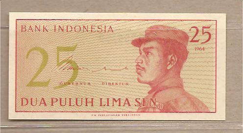 26466 - Indonesia - banconota non circolata da 25 Sen - 1964 -