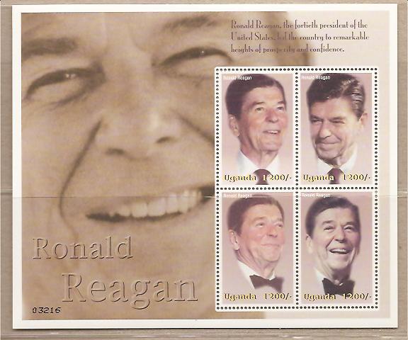 26749 - Uganda - foglietto nuovo: Ronald Reagan