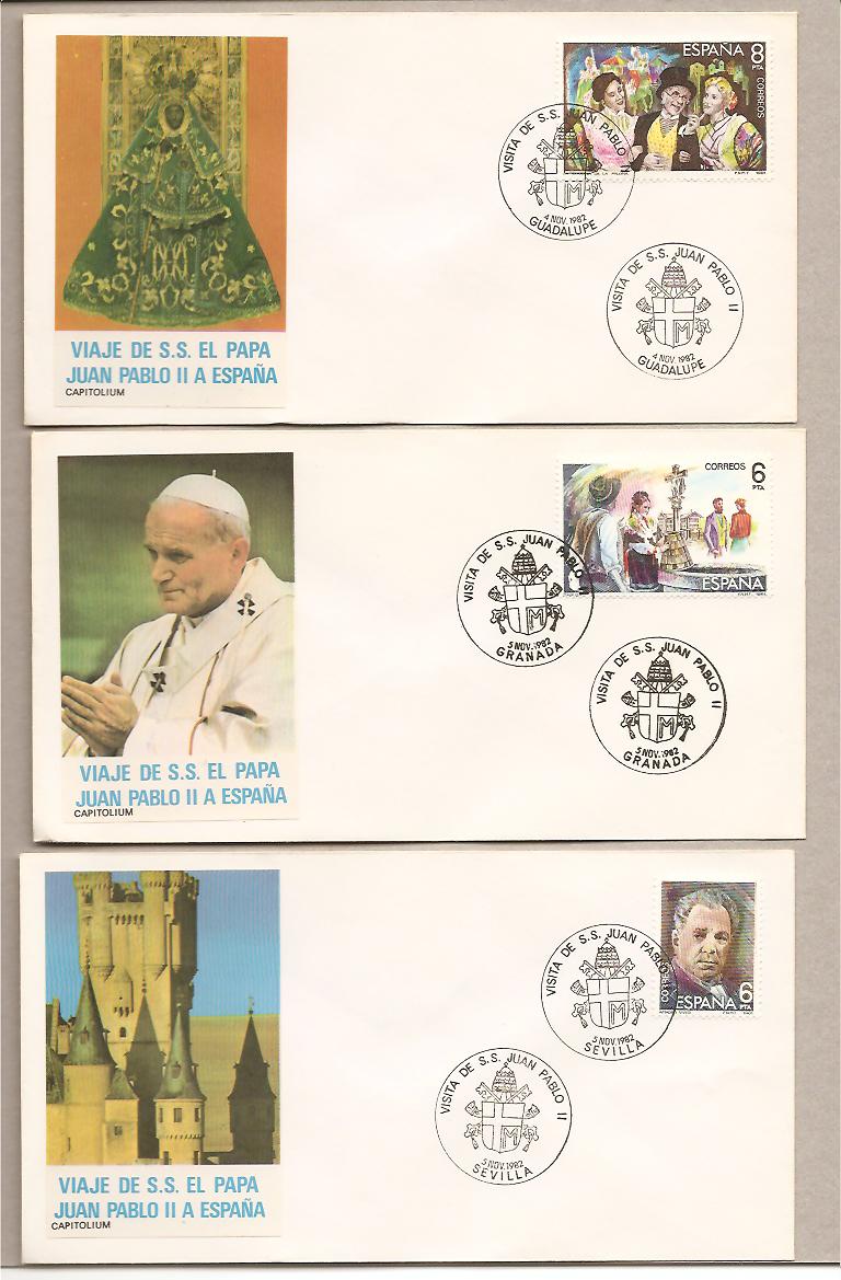 27242 - * Spagna - 5 buste comm. del Viaggio di S.S. Giovanni Paolo II con annulli speciali - 1982 -  non visibile per intero