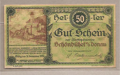 27353 - Austria - Notgeld (biglietti sostitutivi delle monete) da 50 Heller -1920-